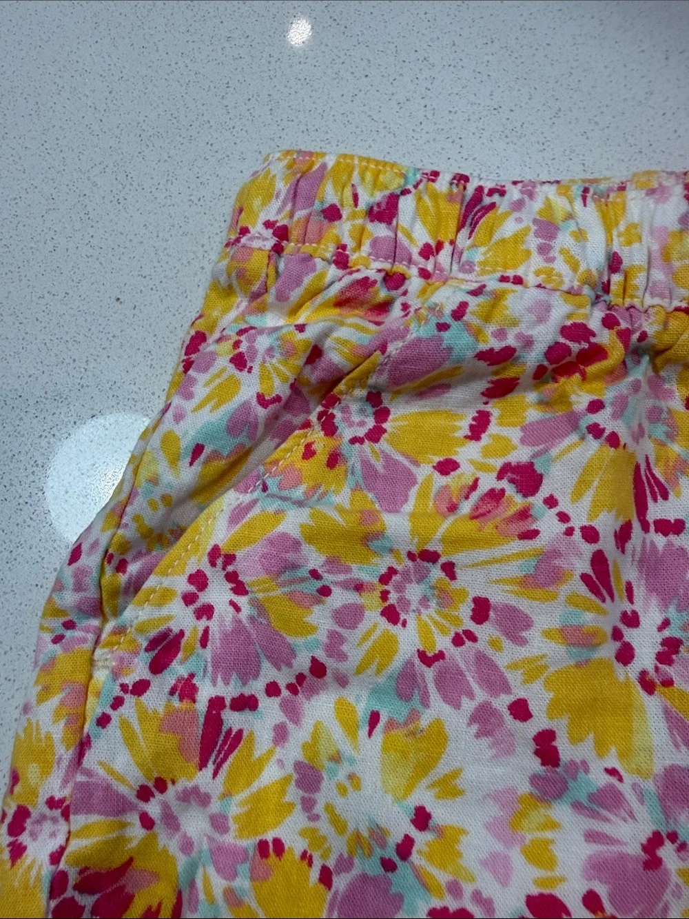 OshKosh B'gosh Yellow, Pink and White Floral Drawstring Girls Shorts